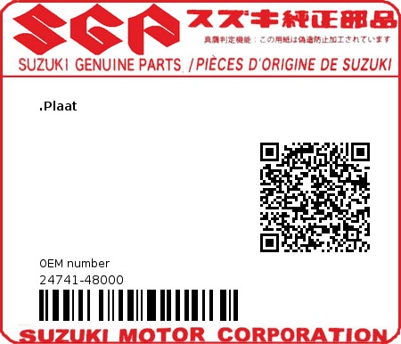 Product image: Suzuki - 24741-48000 - .Plaat  0