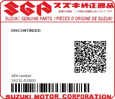 Product image: Suzuki - 26231-02B00 - DISCONTINUED          0