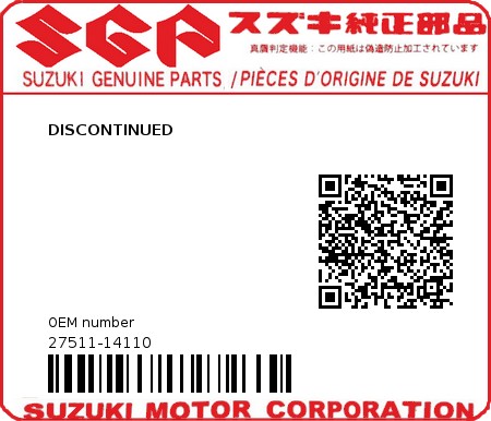Product image: Suzuki - 27511-14110 - DISCONTINUED          0