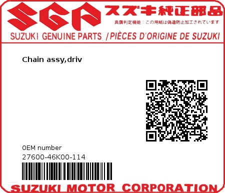 Product image: Suzuki - 27600-46K00-114 - Chain assy,driv  0