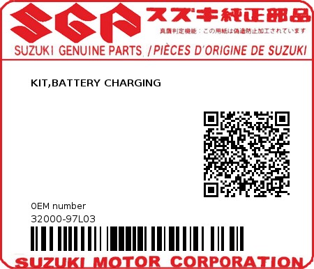 Product image: Suzuki - 32000-97L03 - KIT,BATTERY CHARGING  0