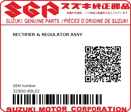 Product image: Suzuki - 32800-89L02 - RECTIFIER & REGULATOR ASSY  0