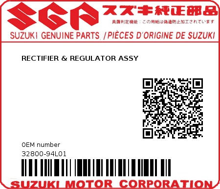 Product image: Suzuki - 32800-94L01 - RECTIFIER & REGULATOR ASSY  0