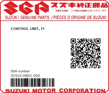 Product image: Suzuki - 32920-08J52-000 - CONTROL UNIT, FI  0