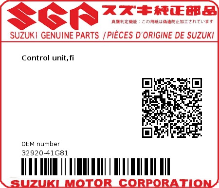 Product image: Suzuki - 32920-41G81 - Control unit,fi  0