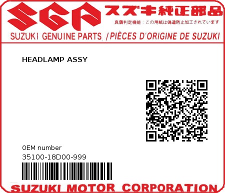 Product image: Suzuki - 35100-18D00-999 - HEADLAMP ASSY  0