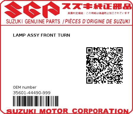 Product image: Suzuki - 35601-44490-999 - LAMP ASSY FRONT TURN  0