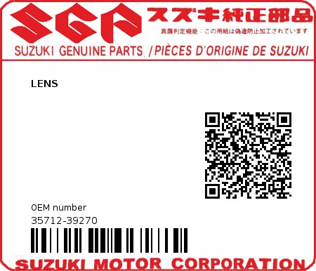 Product image: Suzuki - 35712-39270 - LENS          0