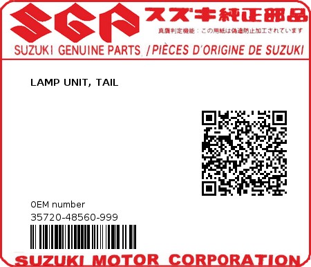 Product image: Suzuki - 35720-48560-999 - LAMP UNIT, TAIL  0