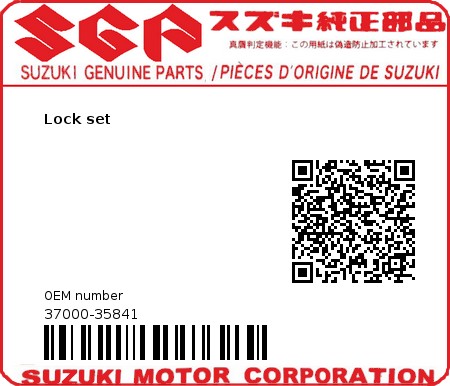 Product image: Suzuki - 37000-35841 - Lock set  0