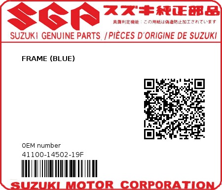 Product image: Suzuki - 41100-14502-19F - FRAME (BLUE)  0