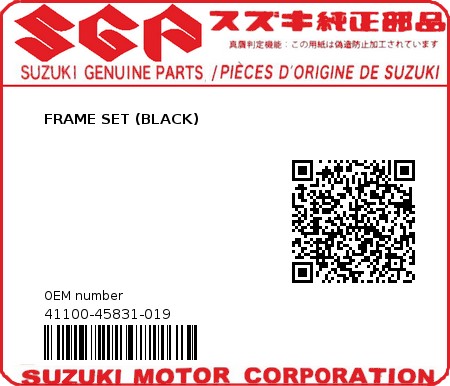 Product image: Suzuki - 41100-45831-019 - FRAME SET (BLACK)  0