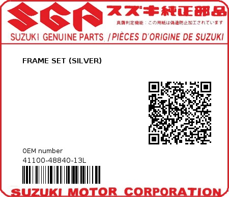 Product image: Suzuki - 41100-48840-13L - FRAME SET (SILVER)  0