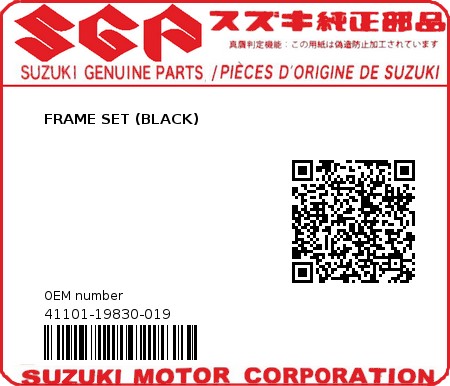 Product image: Suzuki - 41101-19830-019 - FRAME SET (BLACK)  0