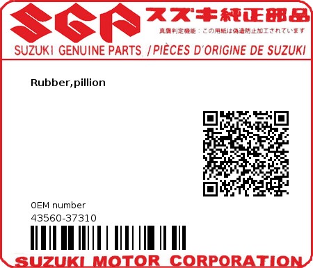 Product image: Suzuki - 43560-37310 - Rubber,pillion  0
