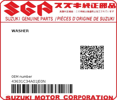 Product image: Suzuki - 43631C34A01JE0N - WASHER  0