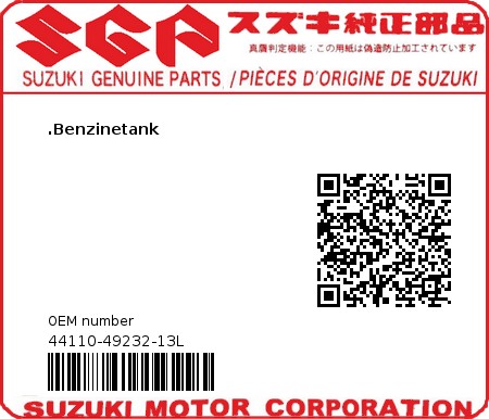 Product image: Suzuki - 44110-49232-13L - FUELTANK  0