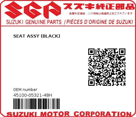 Product image: Suzuki - 45100-05321-48H - SEAT ASSY (BLACK)  0