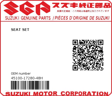 Product image: Suzuki - 45100-17280-48H - SEAT SET  0