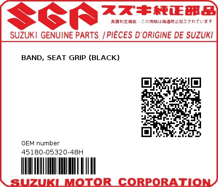Product image: Suzuki - 45180-05320-48H - BAND, SEAT GRIP (BLACK)  0