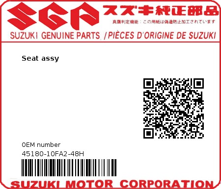 Product image: Suzuki - 45180-10FA2-48H - Seat assy  0
