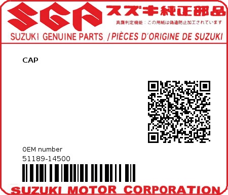 Product image: Suzuki - 51189-14500 - CAP          0