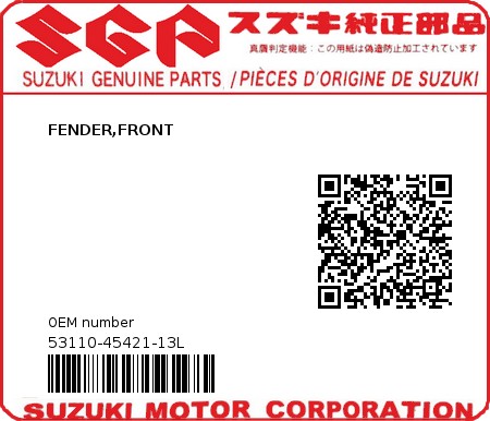 Product image: Suzuki - 53110-45421-13L - FENDER,FRONT  0