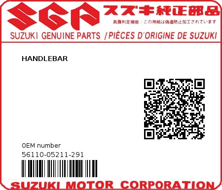 Product image: Suzuki - 56110-05211-291 - HANDLEBAR  0