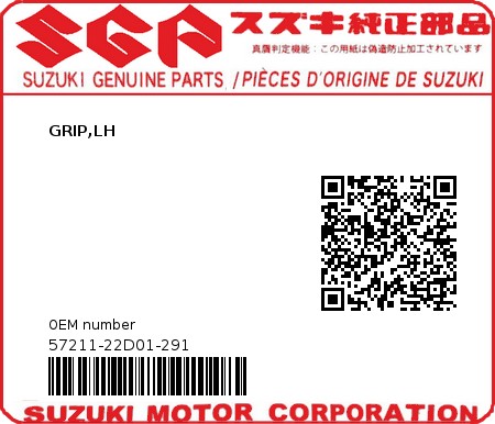 Product image: Suzuki - 57211-22D01-291 - GRIP,LH  0
