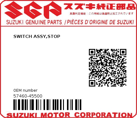 Product image: Suzuki - 57460-45500 - SWITCH ASSY,STOP  0