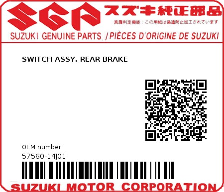Product image: Suzuki - 57560-14J01 - SWITCH ASSY. REAR BRAKE  0