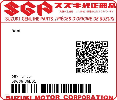 Product image: Suzuki - 59666-36E01 - Boot  0
