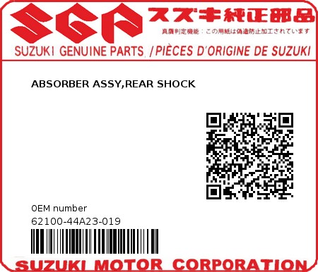 Product image: Suzuki - 62100-44A23-019 - ABSORBER ASSY,REAR SHOCK  0
