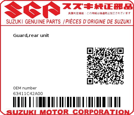 Product image: Suzuki - 63411C42A00 - Guard,rear unit  0