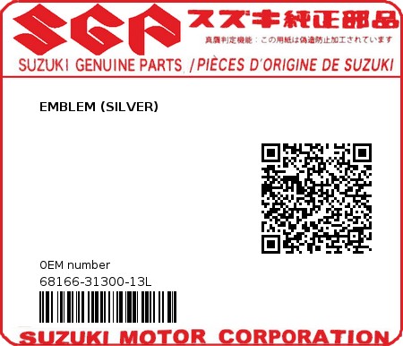 Product image: Suzuki - 68166-31300-13L - EMBLEM (SILVER)  0