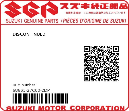 Product image: Suzuki - 68661-27C00-2DP - DISCONTINUED  0