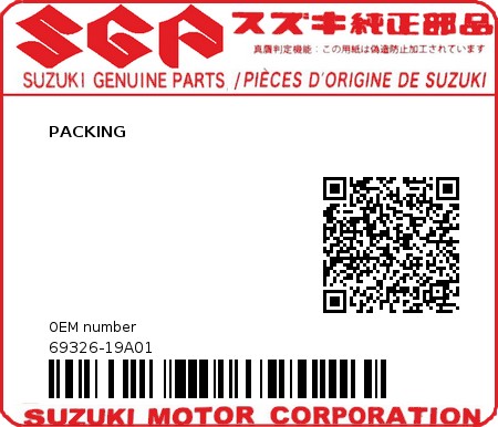 Product image: Suzuki - 69326-19A01 - PACKING          0