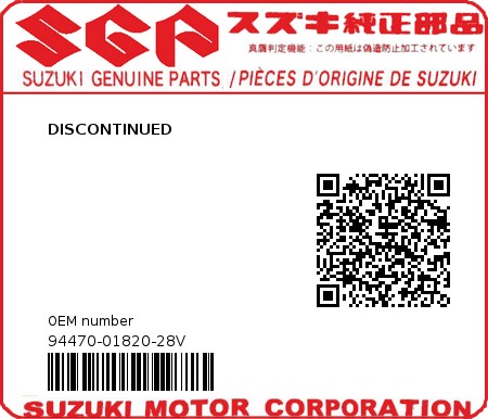 Product image: Suzuki - 94470-01820-28V - DISCONTINUED  0