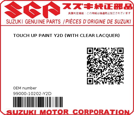 Product image: Suzuki - 99000-10202-Y2D - TOUCH UP PAINT Y2D (WITH CLEAR LACQUER)  0