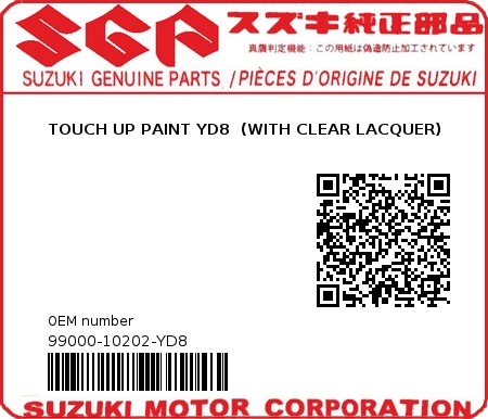 Product image: Suzuki - 99000-10202-YD8 - TOUCH UP PAINT YD8  (WITH CLEAR LACQUER)  0