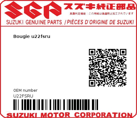 Product image: Suzuki - U22FSRU - Bougie u22fsru  0