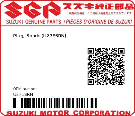 Product image: Suzuki - U27ESRN - Plug, Spark (U27ESRN)  0