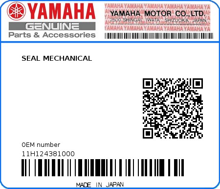 Product image: Yamaha - 11H124381000 - SEAL MECHANICAL  0