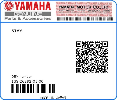 Product image: Yamaha - 13S-26292-01-00 - STAY  0