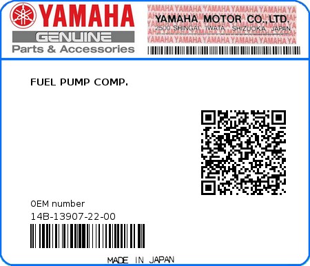 Product image: Yamaha - 14B-13907-22-00 - FUEL PUMP COMP.  0