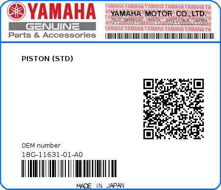 Product image: Yamaha - 18G-11631-01-A0 - PISTON (STD)  0