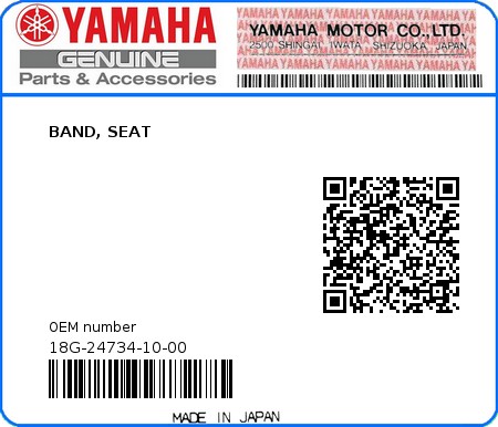 Product image: Yamaha - 18G-24734-10-00 - BAND, SEAT  0