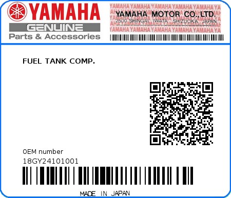 Product image: Yamaha - 18GY24101001 - FUEL TANK COMP.  0