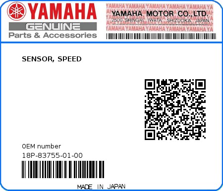 Product image: Yamaha - 18P-83755-01-00 - SENSOR, SPEED  0