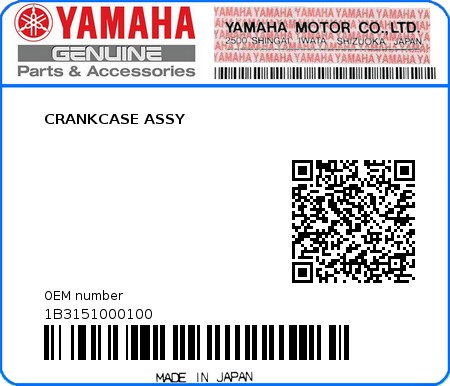 Product image: Yamaha - 1B3151000100 - CRANKCASE ASSY  0
